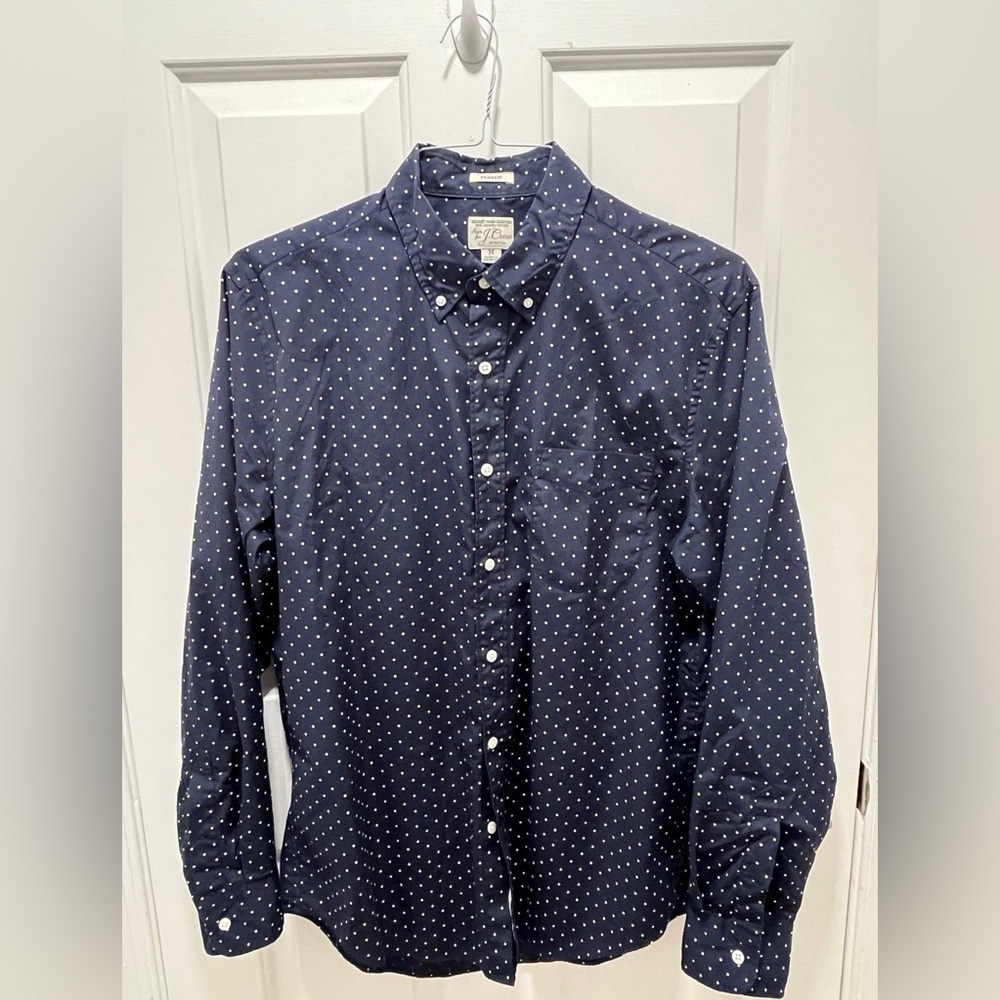 J. Crew Men's Polka Dot Long Sleeves Shirt, size M